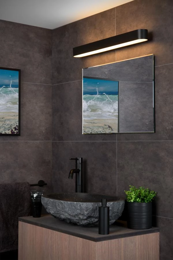 Lucide MADELON - Applique murale Salle de bains - LED - 1x9W 2700K - IP44 - Noir - ambiance 1